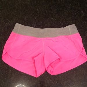 Lululemon Athletica pink running shorts.